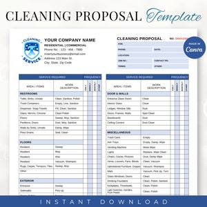 Cleaning Proposal Template, Cleaning Service Proposal, Cleaning Contract, Business Cleaning Service, Housekeeping, Cleaning Estimate