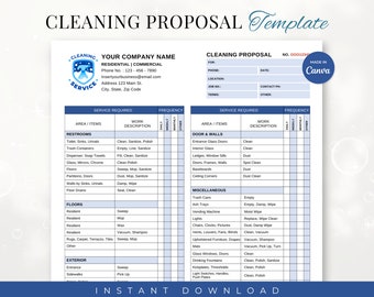 Cleaning Proposal Template, Cleaning Service Proposal, Cleaning Contract, Business Cleaning Service, Housekeeping, Cleaning Estimate
