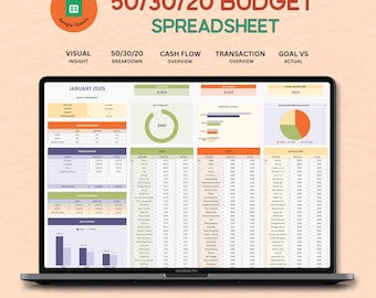 50/30/20 Budget Spreadsheet Excel Google Sheets Monthly Budget Planner Finance 70/20/10 Budget Template Weekly Budget Savings Tracker