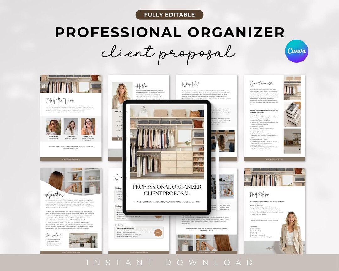 Professional Organizer Client Proposal Template, Client Packet, Client ...