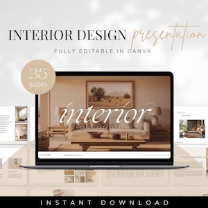 Interior Design Presentation Template, Client Presentation Template, Interior Designer Mood Board, Interior Design Marketing Template, Canva