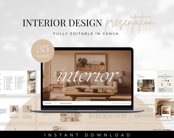 Interior Design Presentation Template, Client Presentation Template, Interior Designer Mood Board, Interior Design Marketing Template, Canva