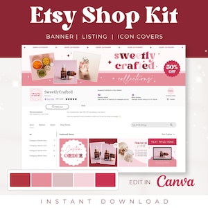 Etsy Shop Banner Kit Template, Etsy Shop Templates, Etsy Shop Branding Kit, Etsy Shop Bundle, Canva Etsy Banners, Etsy Store Banners