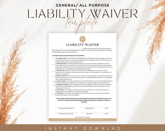 All Purpose Liability Waiver Template, General Release of Liability, Editable in Canva, Indemnification, Waiver of Subrogation Endorsement