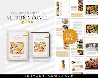 Nutrition Coach Ebook Canva Template, Lead Magnet, Client Intake Forms, Health Coach Forms, Client Onboarding, Food Diary, Nutritionist