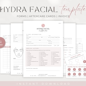 Plantilla de formulario de consentimiento de Hydrafacial, Admisión de clientes de Hydrafacial editable, Formularios de consentimiento, Formulario de consentimiento de esteticista, Cuidado posterior de Hydrafacial