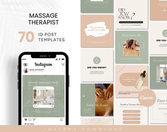 Massage Therapist Instagram Posts Template, Massage Therapist Instagram Feed, Spa Instagram Post Template, Massage Post, Massage Therapy