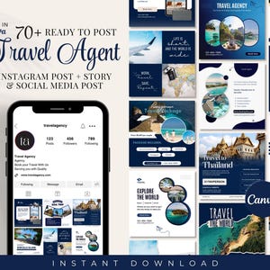 Travel Agent Social Media Template Bundle, Ready-To-Post Stories, Travel Agent Social Media, Travel Blogger Content, Travel Agency Marketing