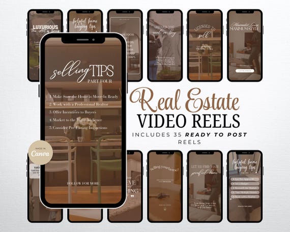 Ready-To-Post Real Estate Video Reels Template, Luxury Realtor Templates, Social Media Reels, Digital Marketing, Instagram Canva Template
