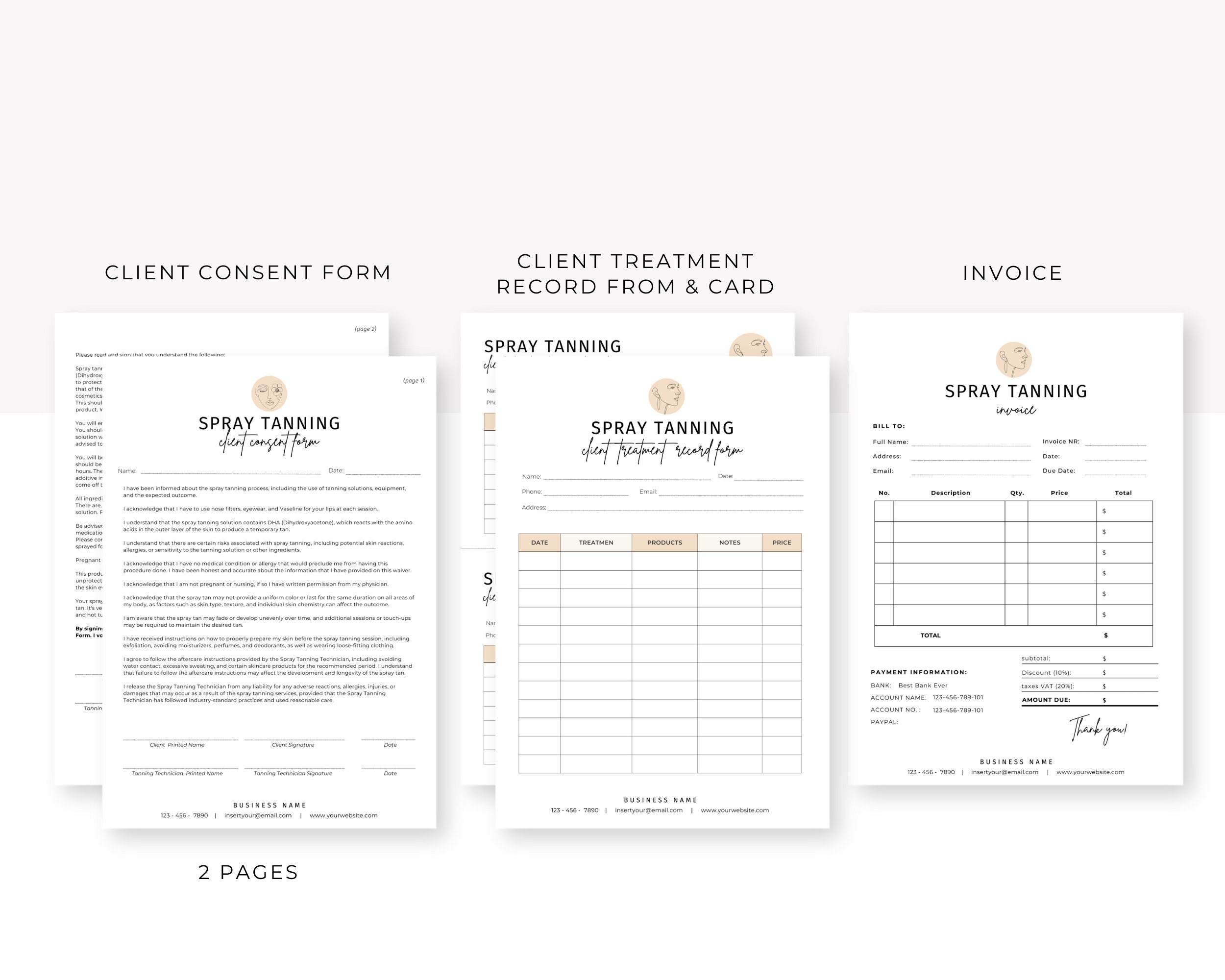 Spray Tan Consent Form, Tanning Consent, Tanning Salon Forms, Editable ...