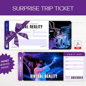 Digital Kids VIRTUAL REALITY Überraschungsgeschenkticket, VR-Spiel-Enthüllungsticket, bearbeitbare Überraschungsveranstaltungsticketvorlage, Erlebnisgeschenkgutschein