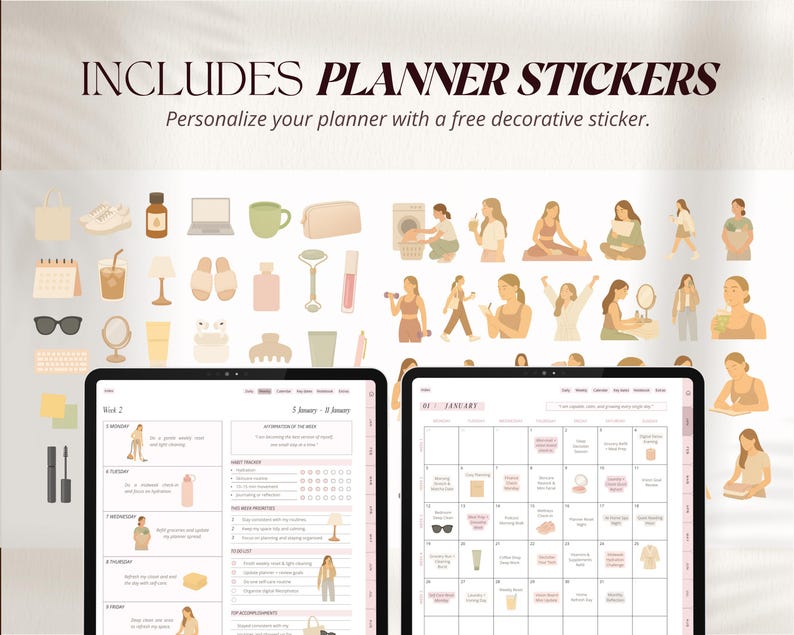 Glow Up Planner 2026, Planificateur de soins personnels, Planificateur esthétique, Planificateur de bien-être, Bien-être, Productivité image 8