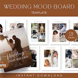 Hochzeit Stimmungsbrett Vorlage | Digitale Hochzeitsplaner Vorlage | Hochzeit Vision Board | Hochzeits-Thema Design-Anleitung | Bearbeitbare Canva Vorlage