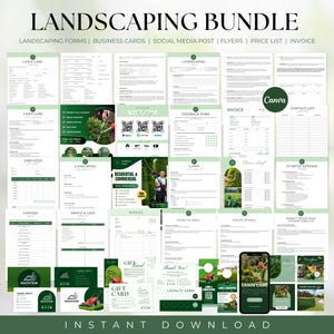 Lawn Care Business Template Bundle, Lawn Care Forms, Lawn Care Flyers, Lawn Care Cards, Lawn Care Social Media, Lawn Care Marketing, Canva