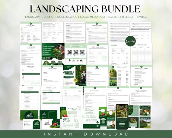 Lawn Care Business Template Bundle, Lawn Care Forms, Lawn Care Flyers, Lawn Care Cards, Lawn Care Social Media, Lawn Care Marketing, Canva