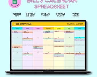 Bill Tracker Spreadsheet, Google Sheets Bill Calendar, Monthly Bill Planner, Bill Payment Dashboard, Personal Finance, Financial Planner