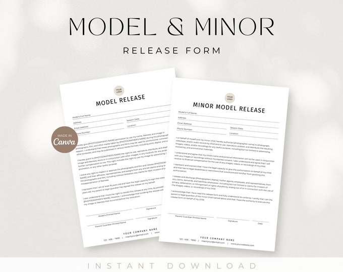 Editable Photo Print Release Form Template for Photographers, Print ...