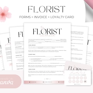 Florist Contract Template, Floral Services Agreement, Flower Arrangements Client Intake Form, Editable Floral Designer Contract