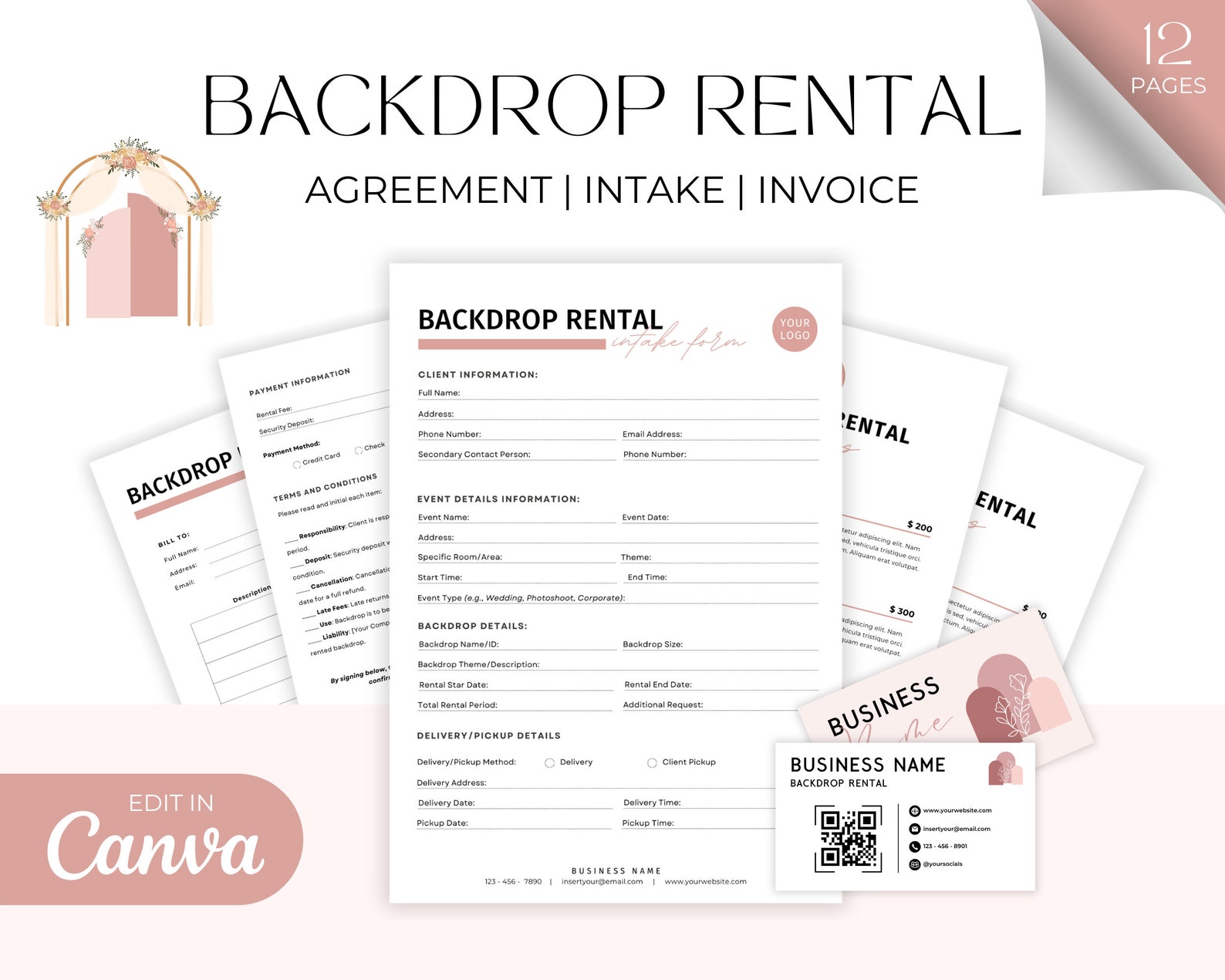 Editable Backdrop Rental Agreement, Party Equipment Rental Contract ...