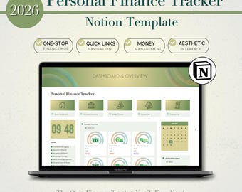 Personal Finance Tracker Notion Planner, Notion Template Finance, Notion Dashboard, Money Tracker For Productivity And Organization, Notion
