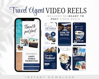 Travel Agent Instagram Reels Template, Travel Agent Tiktok Video Template, Instagram Post Template, Social Media Marketing, Travel Vlogger