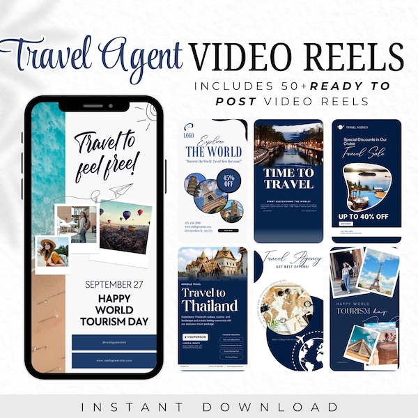 Travel Agent Instagram Reels Template, Travel Agent Tiktok Video Template, Instagram Post Template, Social Media Marketing, Travel Vlogger