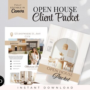 Plantilla de paquete de puertas abiertas para clientes, folleto de anuncios, marketing inmobiliario, guía para compradores de viviendas, marketing de paquetes para agentes inmobiliarios, comprador y vendedor, Canva