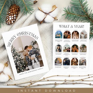Modèle de carte de Noël Bilan 2024, collage photo modifiable de photos de vacances sur toile, newsletter de fin d'année personnalisable, carte récapitulative imprimable