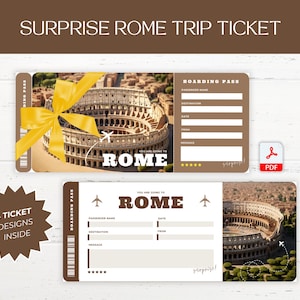Biglietto regalo stampabile per viaggio a sorpresa a Roma, carta d'imbarco stampabile a Roma, buono regalo per biglietto vacanze, regalo per vacanza a Roma, Italia