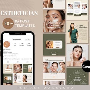 Skincare Instagram Templates | Esthetician Instagram Template | Medspa Templates | Skincare Social Media Posts | Canva | Acne, Skincare Post