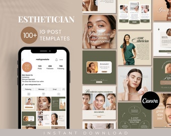 Skincare Instagram Templates | Esthetician Instagram Template | Medspa Templates | Skincare Social Media Posts | Canva | Acne, Skincare Post