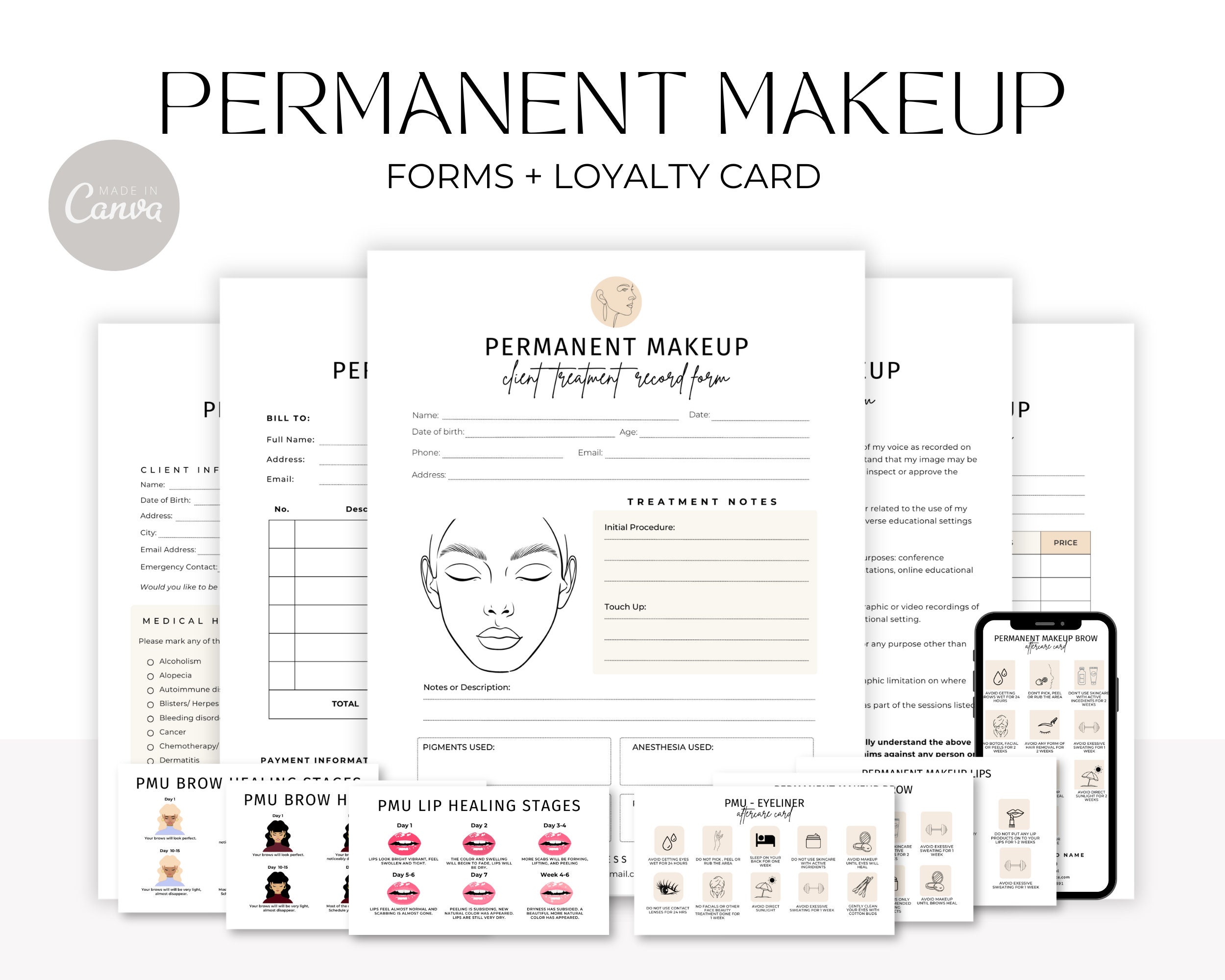 Permanent Makeup Forms Editable PMU Consent Form Template Printable ...