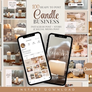 Candle Business Social Media Canva Vorlage, Instagram Candle Business Caption, Instagram Vorlagen für Candle Business, Candlemaker IG Post