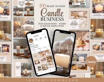 Candle Business Social Media Canva Template, Instagram Candle Business Caption, Instagram Templates for Candle Business, Candlemaker IG Post