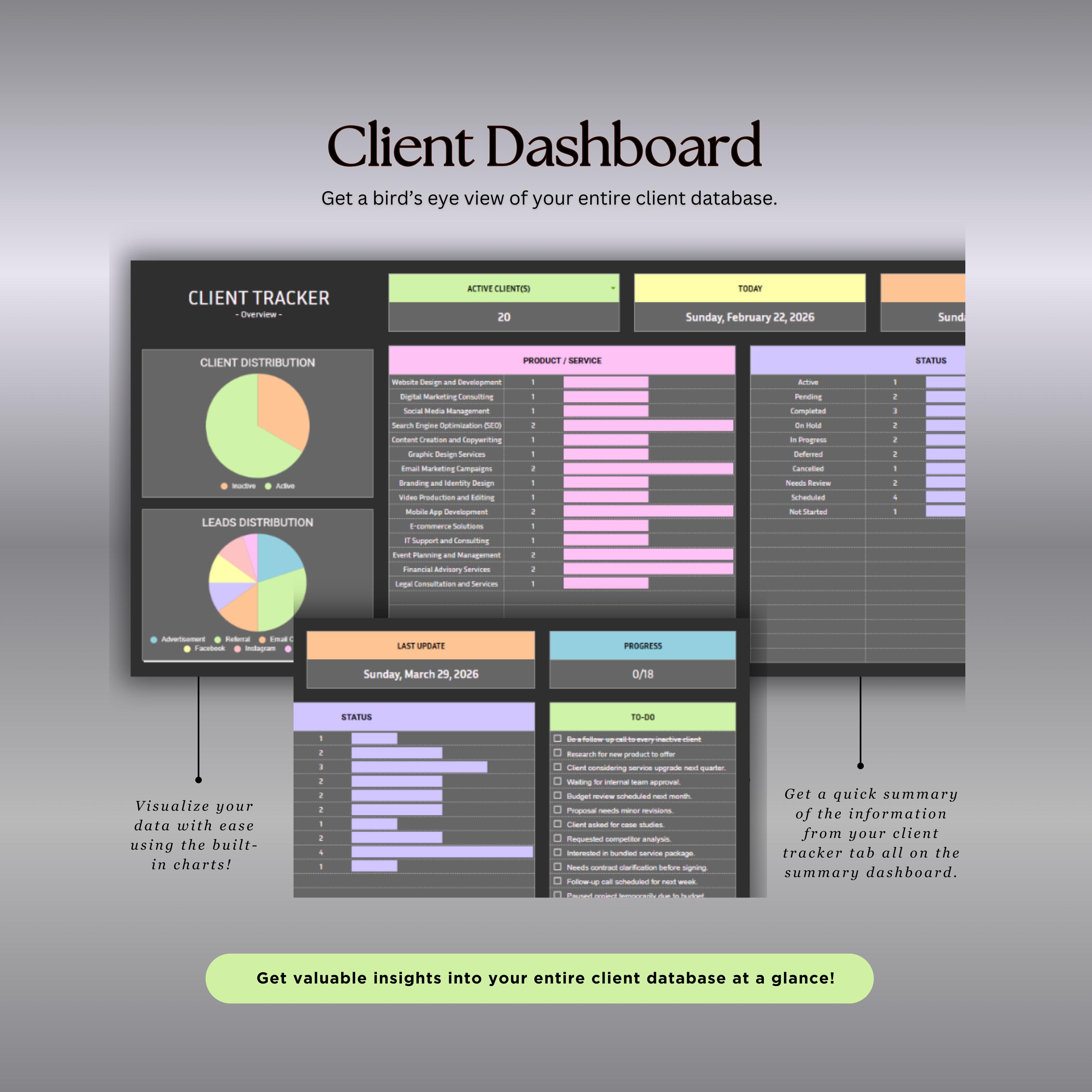 Client Overview Figure Client Tracker Spreadsheet, Client Management Google Sheets, Small ...