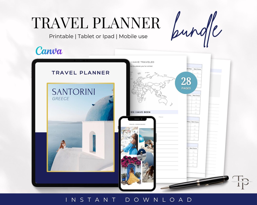 Travel Digital Planner - for Clients Template, Digital Travel Journal ...
