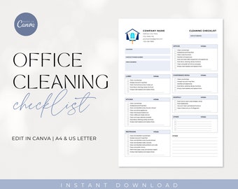 Office Cleaning Checklist, Cleaning Checklist for Cleaning Service, Editable Janitorial Cleaning Check List, Company Cleaning Checklist