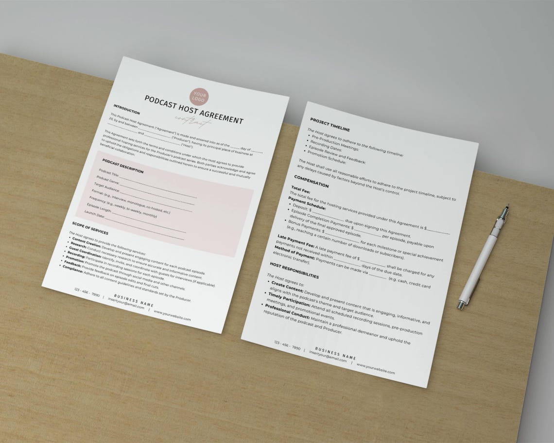 Podcast Host Agreement Template, Collaborations, Professional Episode