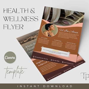 Modelo de folheto de saúde e bem-estar, folheto de treinador de saúde, folheto de treinador de nutrição, folheto de treinador de bem-estar, Canva personalizável