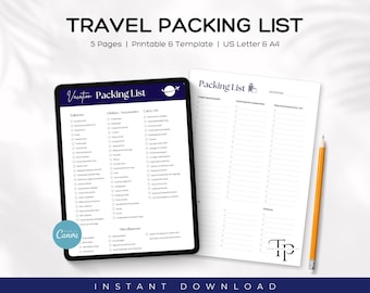 Travel Packing List Template, Vacation Packing List, Travel Agent Forms Template, Travel Organizer Travel Vacation Planner, Travel Checklist