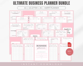 Printable Handmade Business Planner Template, Small Business Planner, Printable Business Plan, Small Business Organizer, Planner, Canva