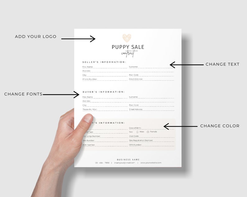 Puppy Sale Contract, Puppy Adoption Agreement Template, Contract of Sale Services, Dog Adoption, Dog Agreement, Canva Editable Template image 6