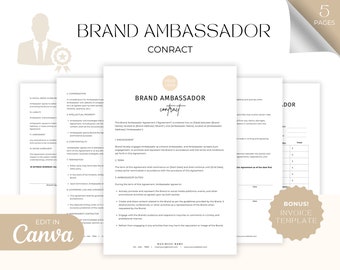 Brand Ambassador Contract, Social Media Influencer Services Agreement, Brand Influencer Forms