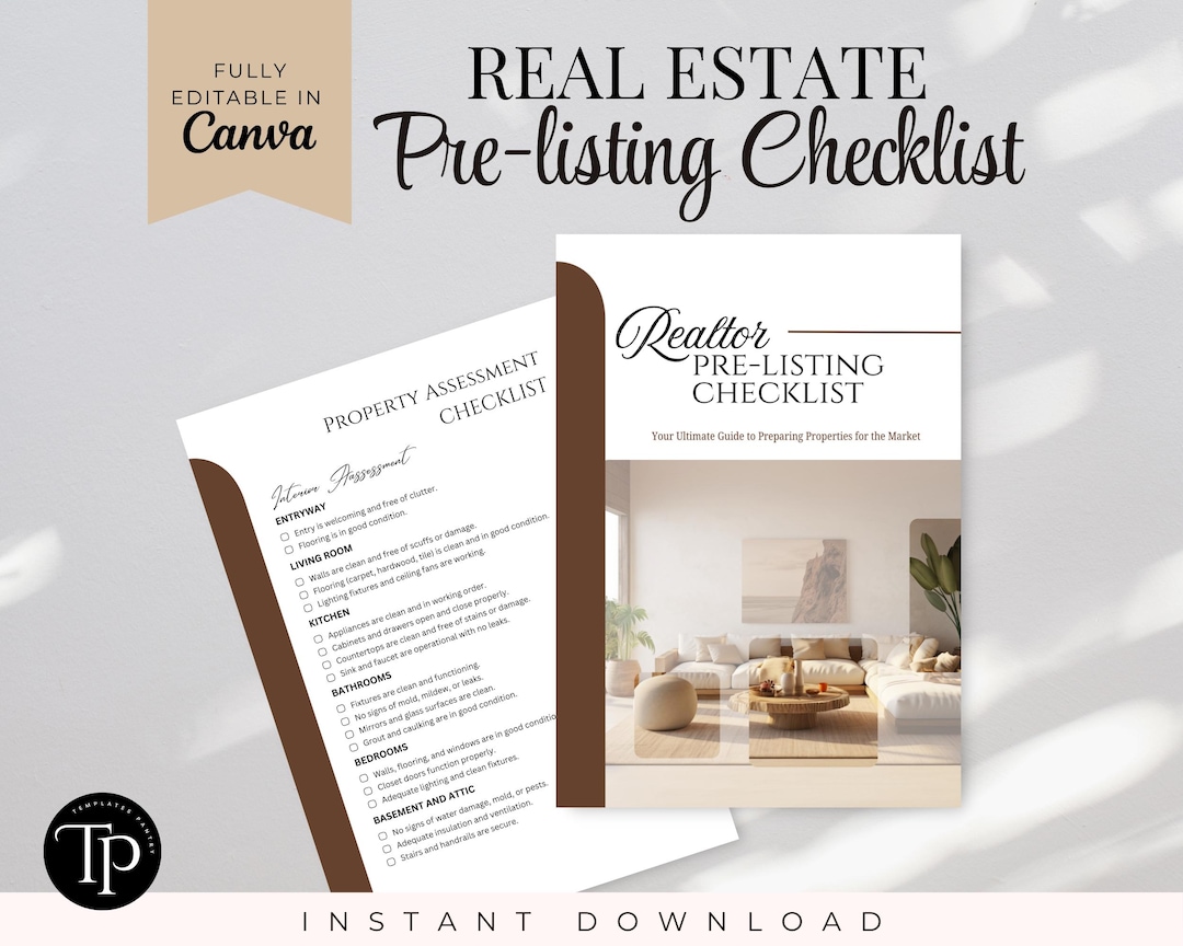 Real Estate Pre-listing Checklist Template, Real Estate Marketing, Pre ...