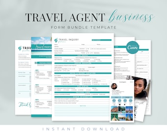 Travel Agent Forms Bundle, Travel Business Forms, Travel Inquiry, Booking Information, Travel Quote Form, Travel Invoice, Canva Templates