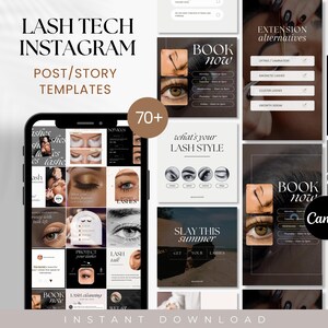 Lash Tech Instagram Post & Story Highlights Template, Lash Tech Branding, Lash Stylist Post,  Lash Extension Post, Lash Tech Social Media