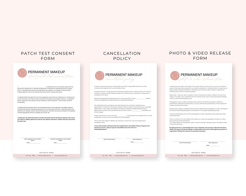 Permanent Makeup Forms, Editable PMU Consent Form Template, Printable ...