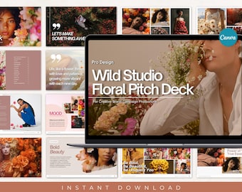 Floral Pitch Deck Template, Premium Pitch Deck & Proposal For Canva Pro, Photographers and Creative Professionals, Business Pitch Deck 1