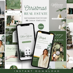 Christmas Realtor Instagram Template, IG Real Estate Christmas Instagram Posts Social Media, Real Estate Marketing, Realtor Holiday Template
