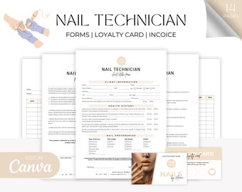 Nail Technician Contracts Template Nail Tech Forms Nail Service Agreement Client Intake Form Canva Template, Nail Service Business Form